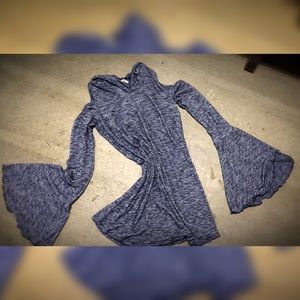 Elan Heathered Navy Blue Sleeveless Hoodie Tank
